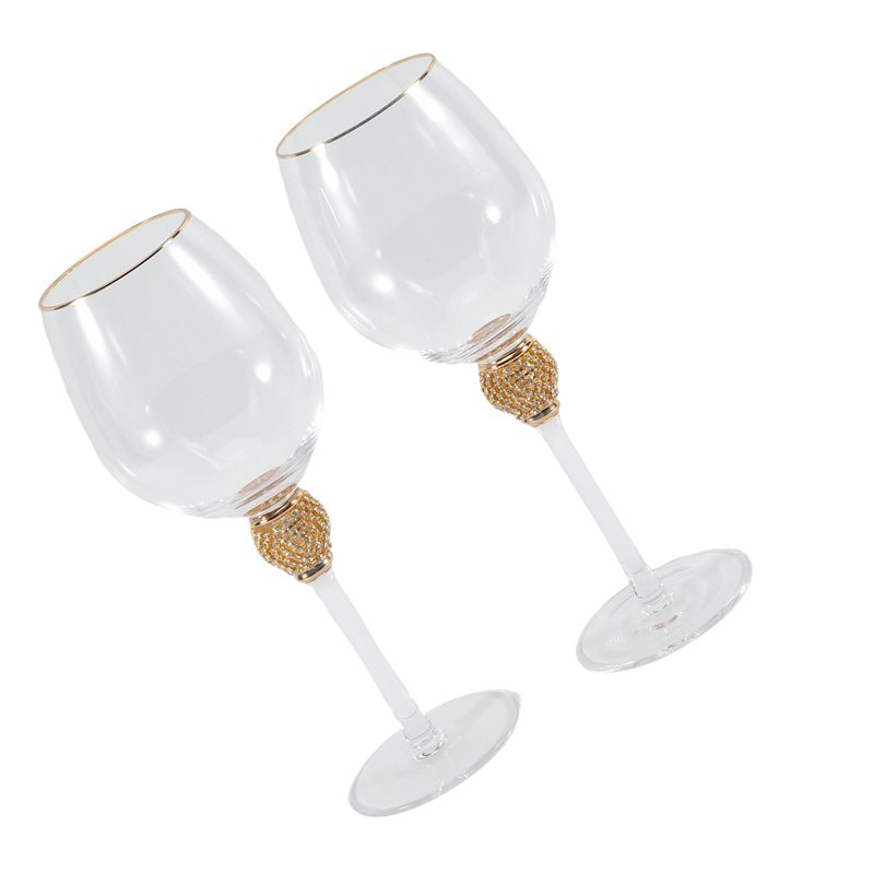 Crystal Wine Glass - CMHI-Wine Glasses Set 2Pcs Crystal Gold