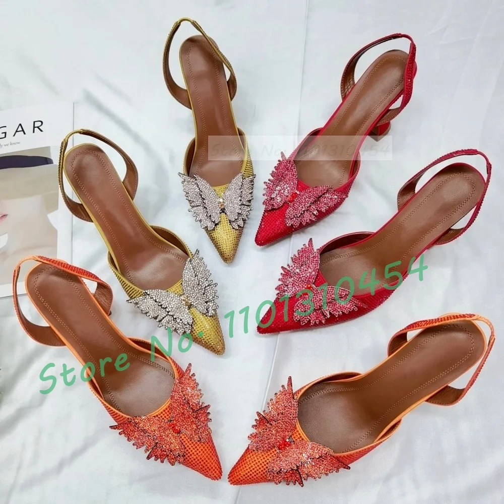 Crystal Wine Glass - Crystal Butterfly Pointy Sandals Women Bling