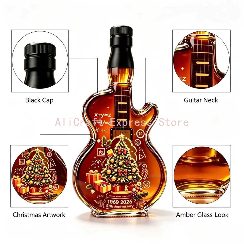 350ml Christmas Guitar Shaped  - Glass Decanter Whiskey ulasan dan harga