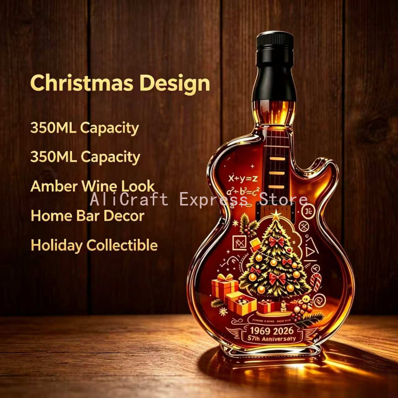 350ml Christmas Guitar Shaped  - Glass Decanter Whiskey ulasan dan harga