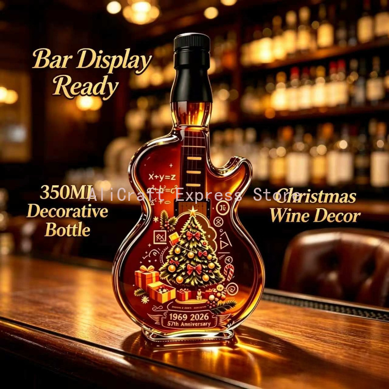 350ml Christmas Guitar Shaped  - Glass Decanter Whiskey ulasan dan harga